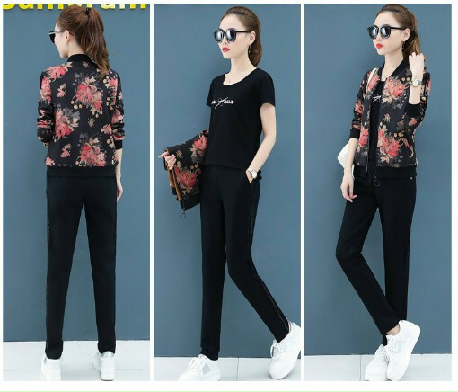 Set Bộ Dài Thể Thao Họa Tiết Hoa - BTN90